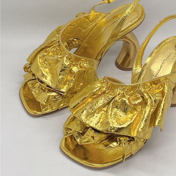 Dries Van Noten 95MM Metallic Leather Sandals size 36 - Picture 10 of 15